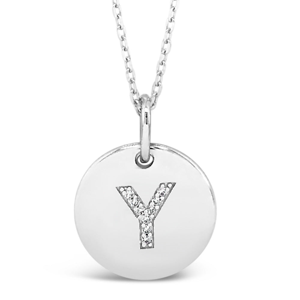 Eva Victoria Sterling Silver Initial Y Pendant Necklace - personalised jewellery gift for kids in Ireland.